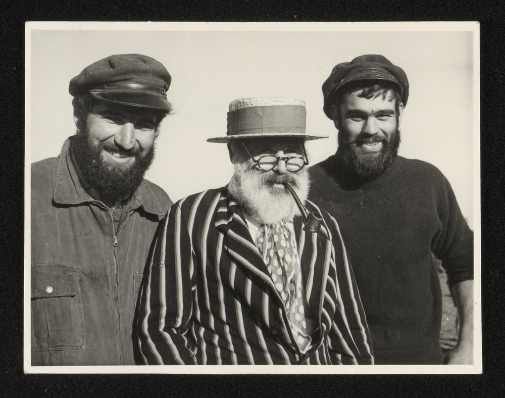 Three bearded men at Halkett School centenary, 1970 