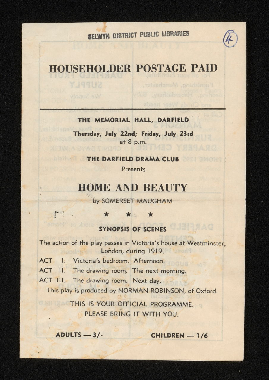 Darfield Drama Club programme Home and Beauty