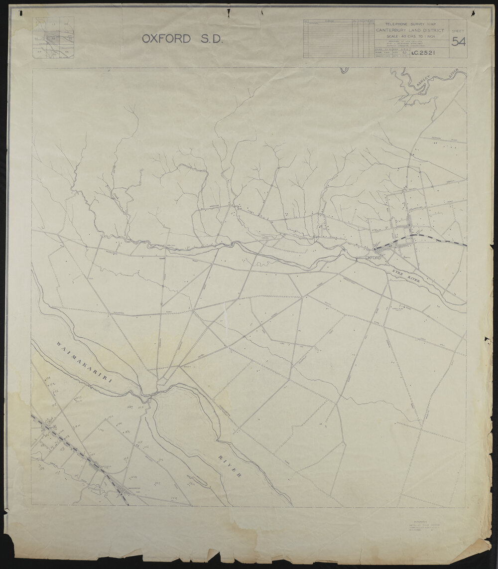 Map of Telephones in Waimakariri and Selwyn 1945