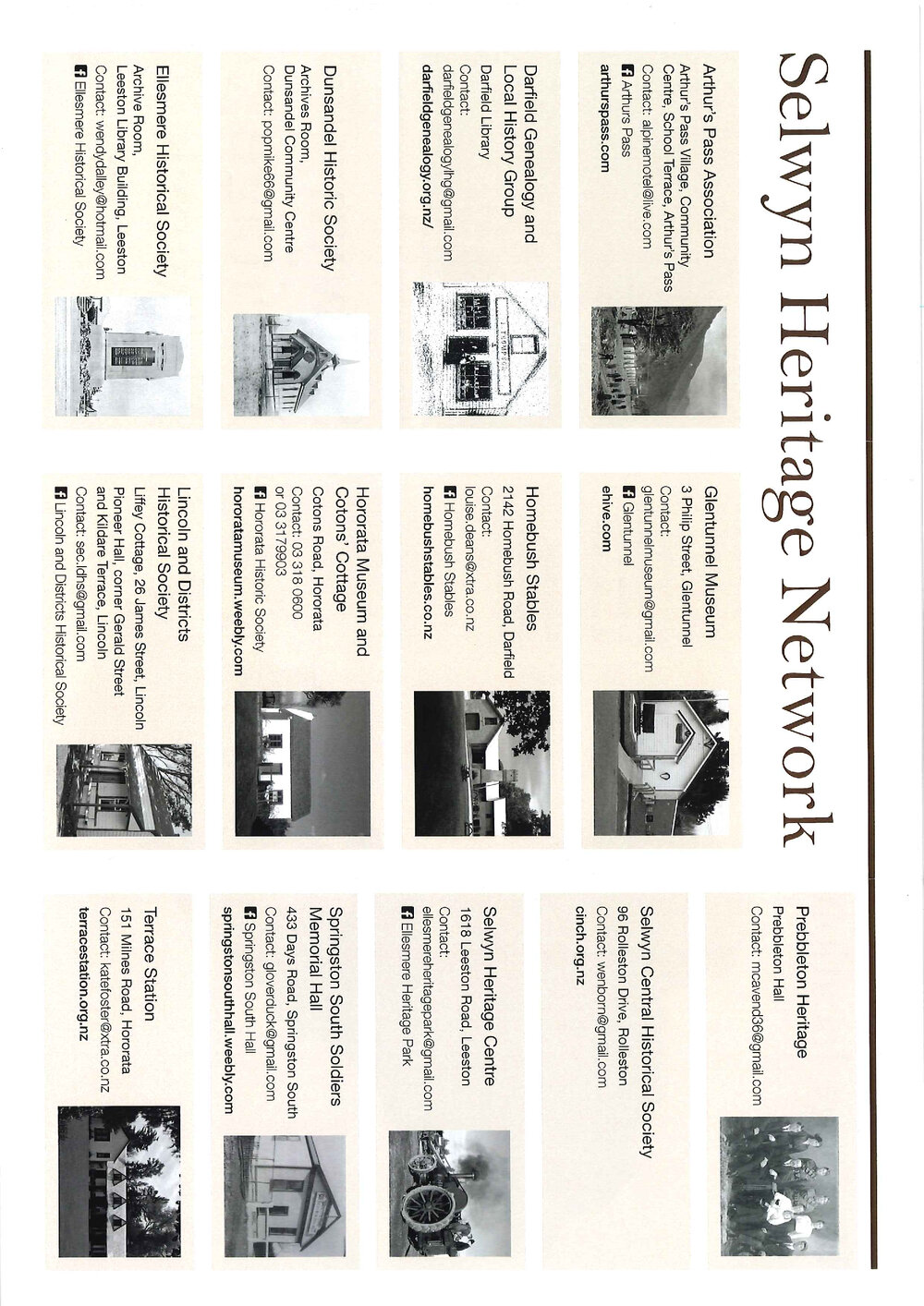 Selwyn Heritage Network brochure 
