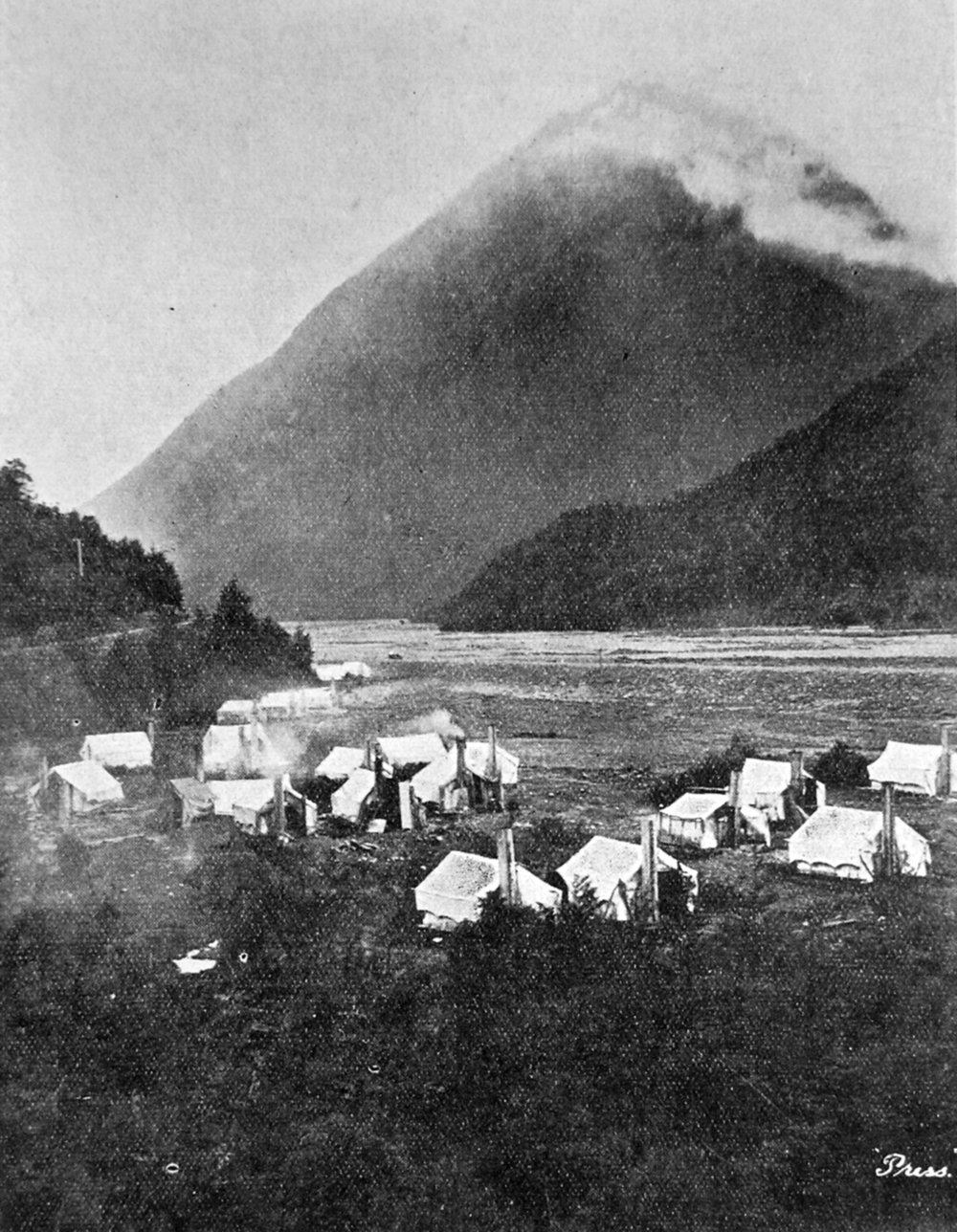 Workmans camp at Horseshoe Bend, Bealey Gorge