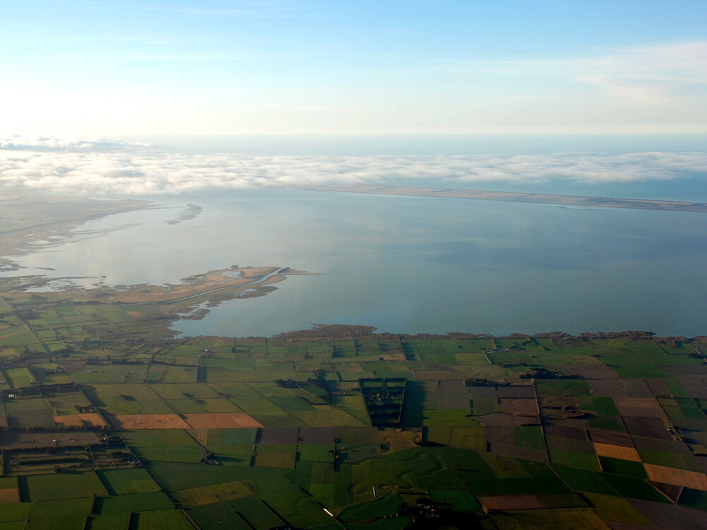 Aerial view of Te Waihora 