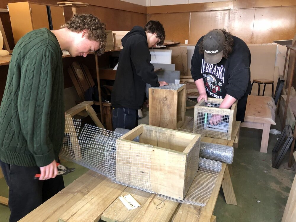 Students building traps at Ellesmere College