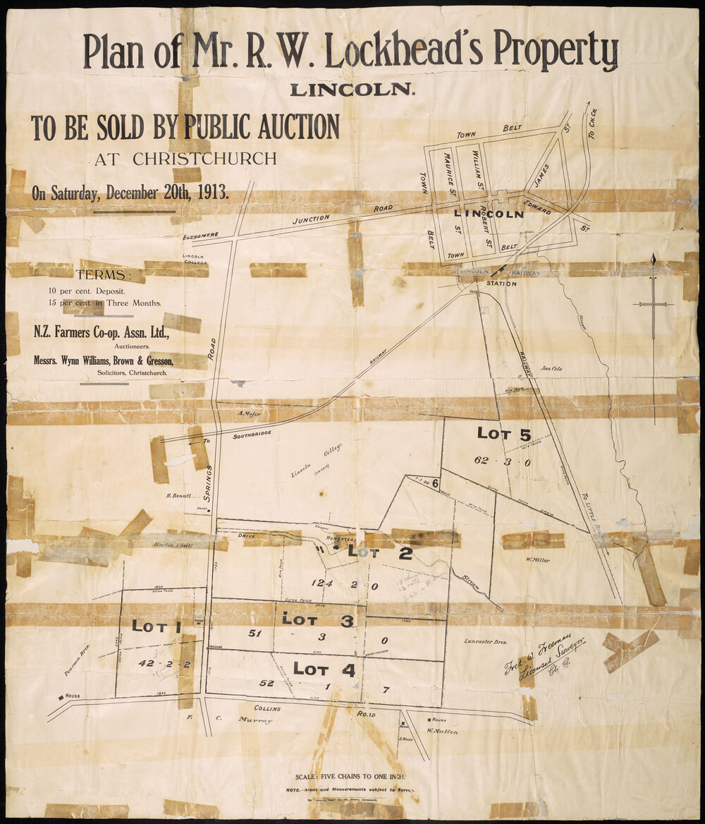 Map of Mr. R. W. Lockhead's [i.e. Lochhead's] Property, Lincoln, 1913