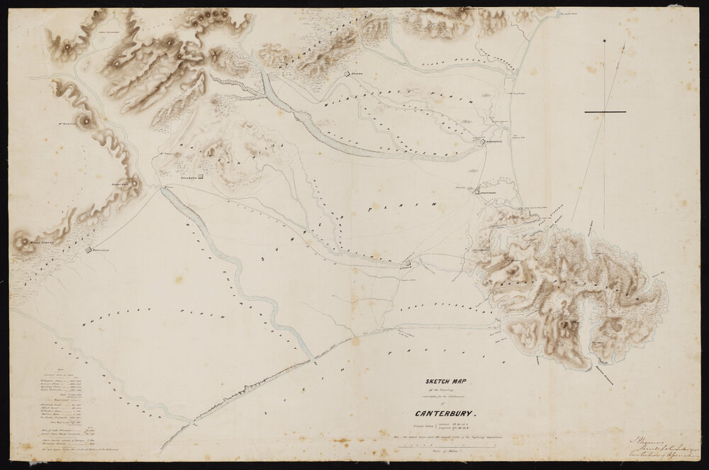 Sketch Map of the Country intended for the Settlement of Canterbury - Captain Joseph Thomas, Surveyor, Canterbury Association