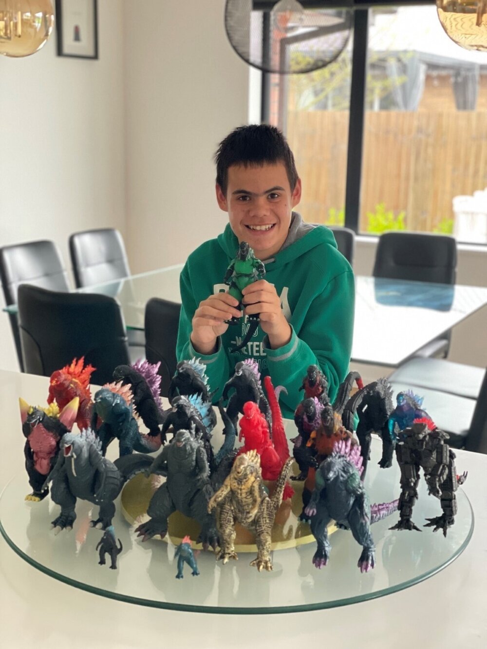 Louie and his Godzilla collection