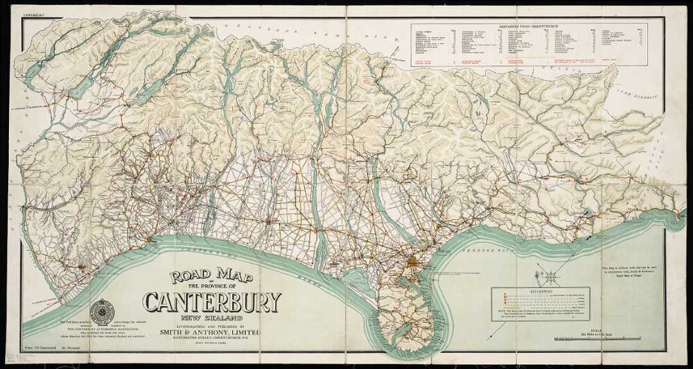Road map of the province of Canterbury