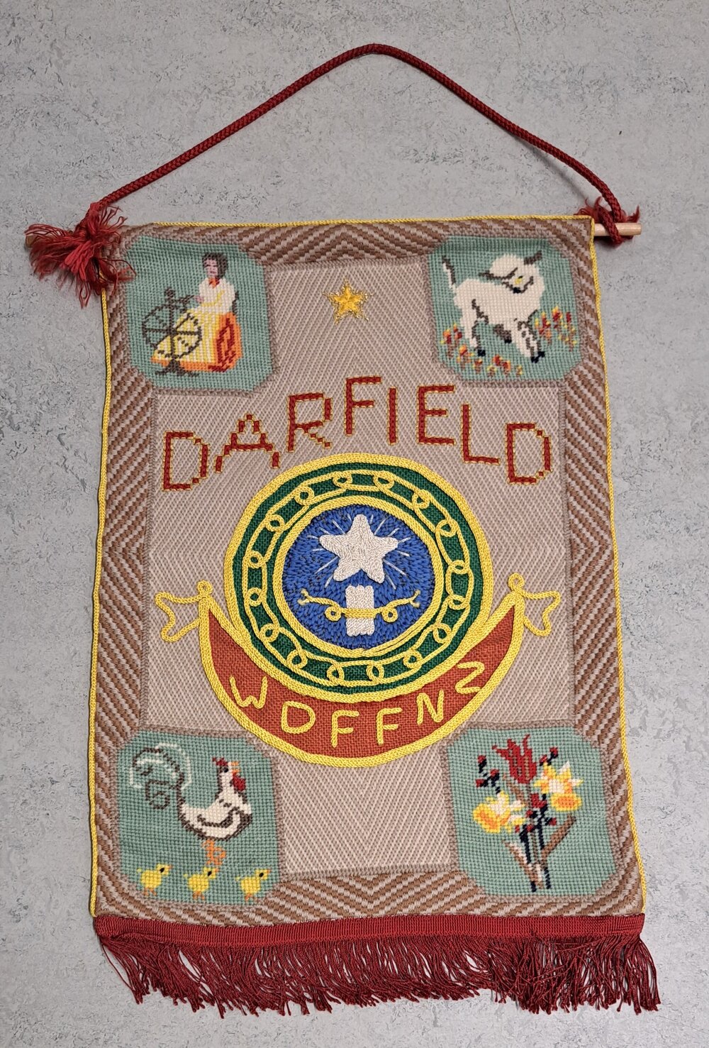 Banner of the Darfield branch of the Women's Division Federated Farmers (WDFF)
