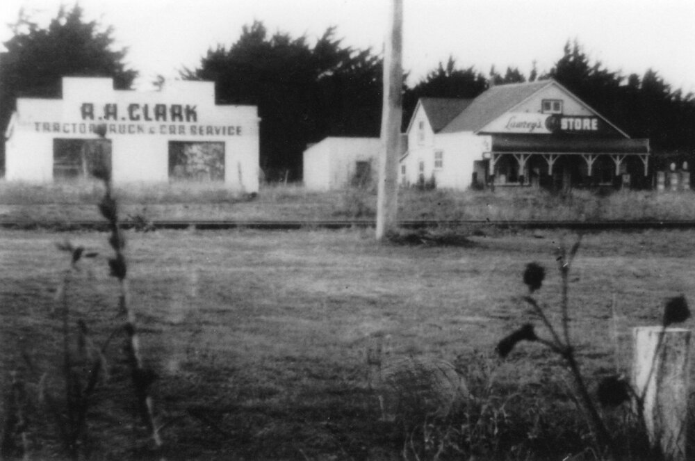 View of Clark's garage and Lawrey's Store, Kirwee