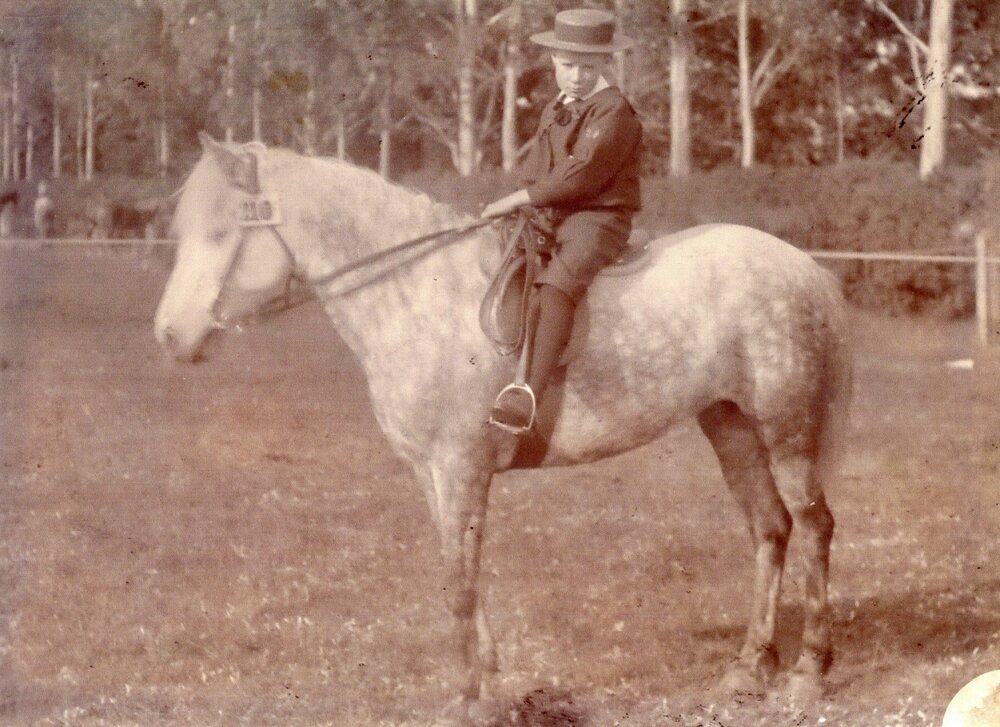 John Francis (Frank) Lawrey on his pony at the Courtenay A &amp; P Show