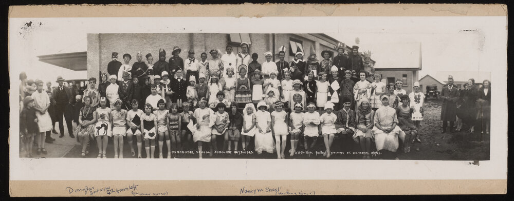 Children in fancy dress at the Dunsandel School Jubilee, 1929