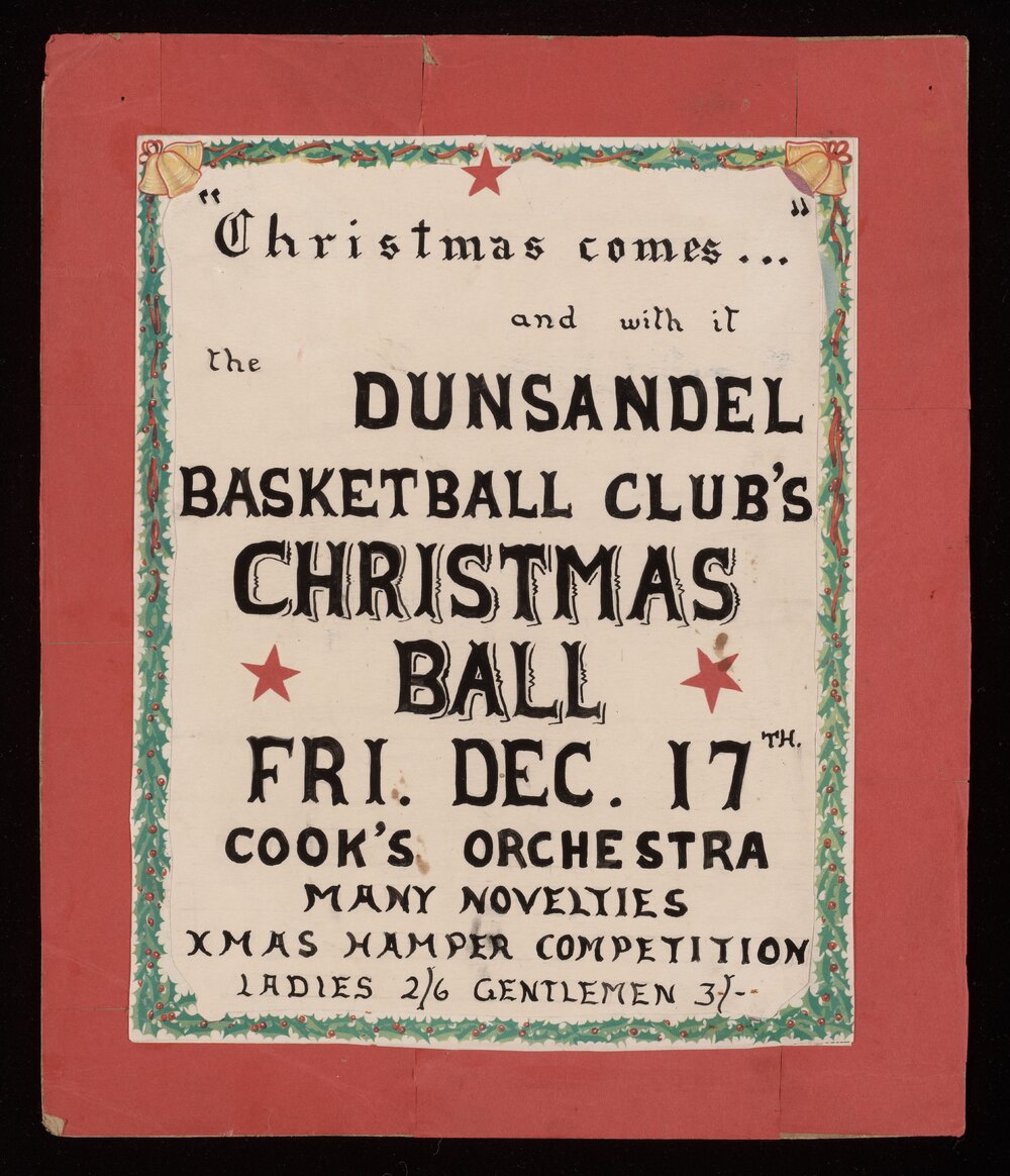 Poster for the Christmas Ball of the Dunsandel Basketball Club