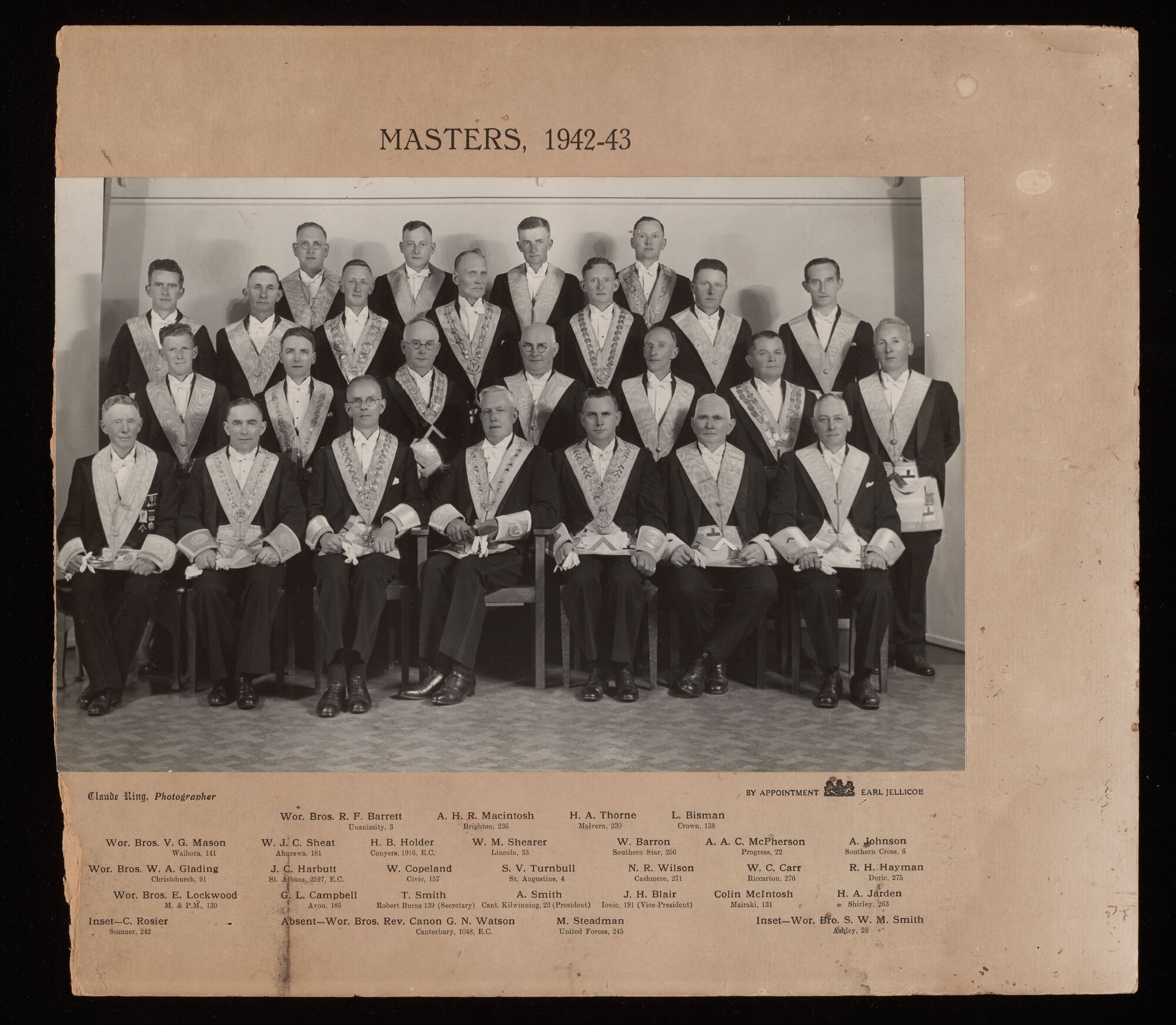 Portrait of Masters of Freemason's Lodges