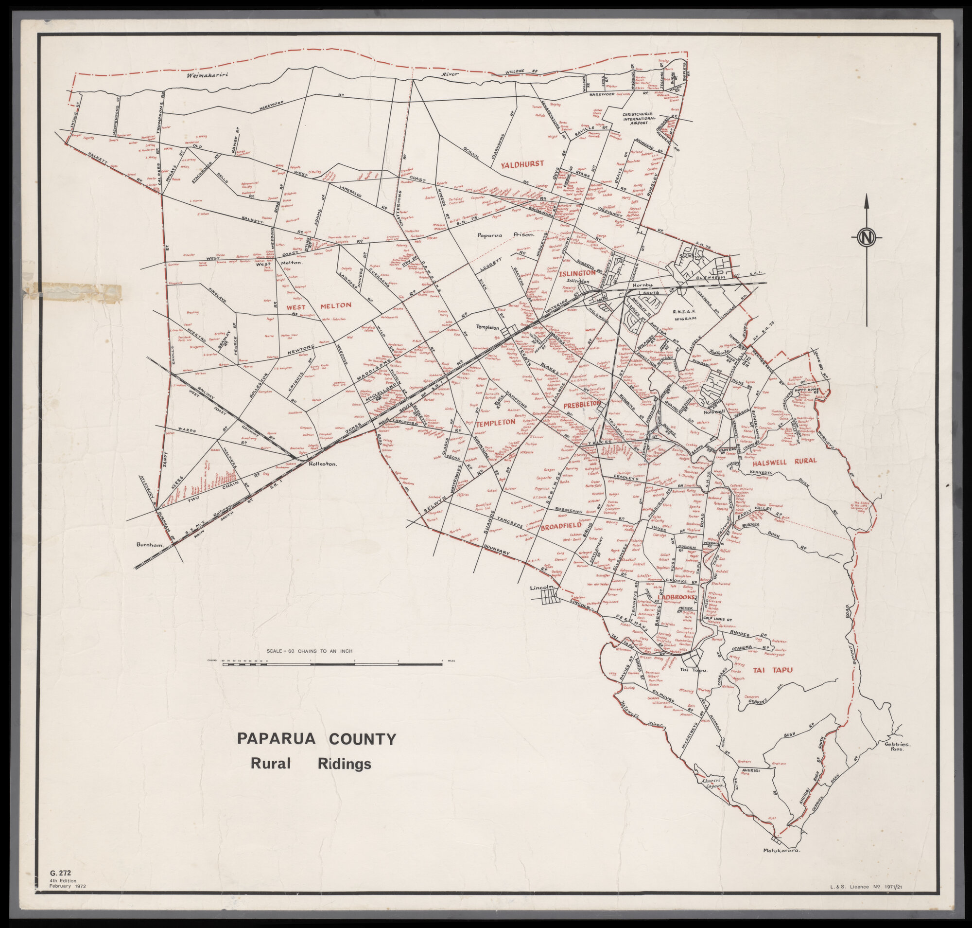 Map of Paparua County, 1972