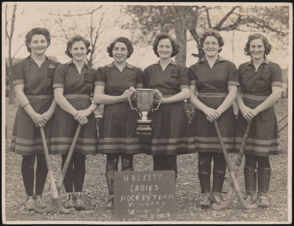 Halkett ladies hockey team, winners of Senior B, 1947