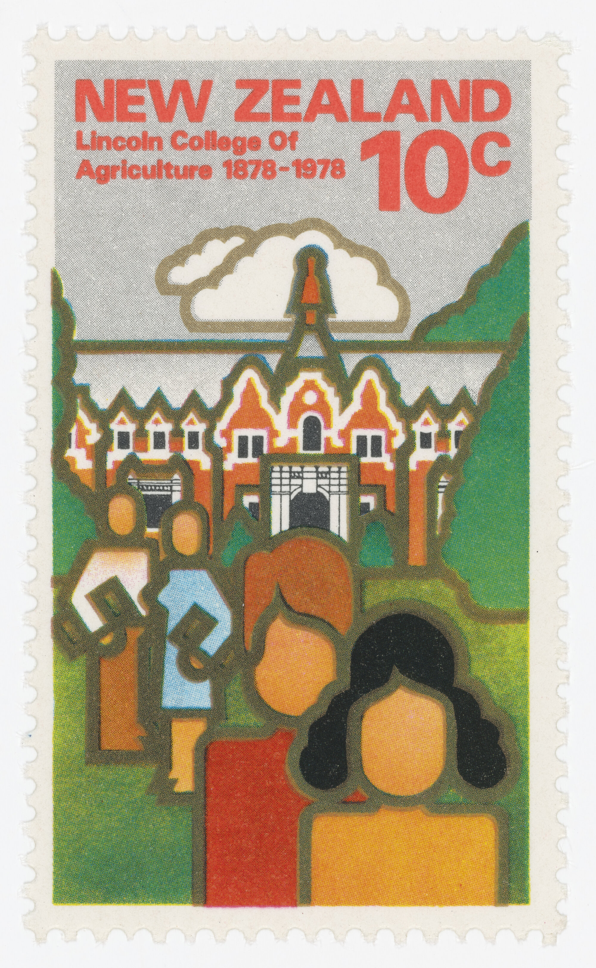 Ten cent Agriculture stamp depicting Ivey Hall at Lincoln University