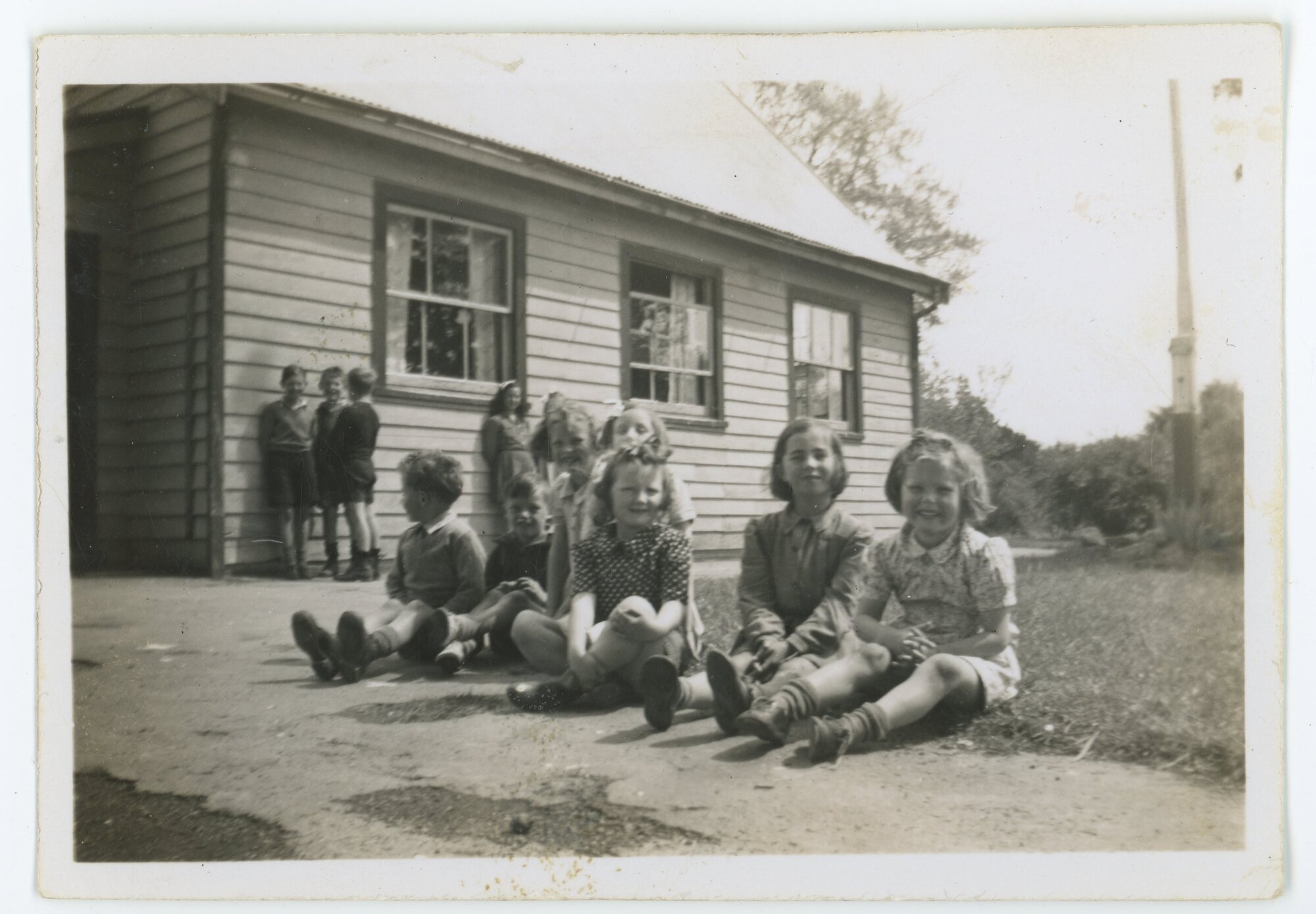 Girls outside Russell's Flat School