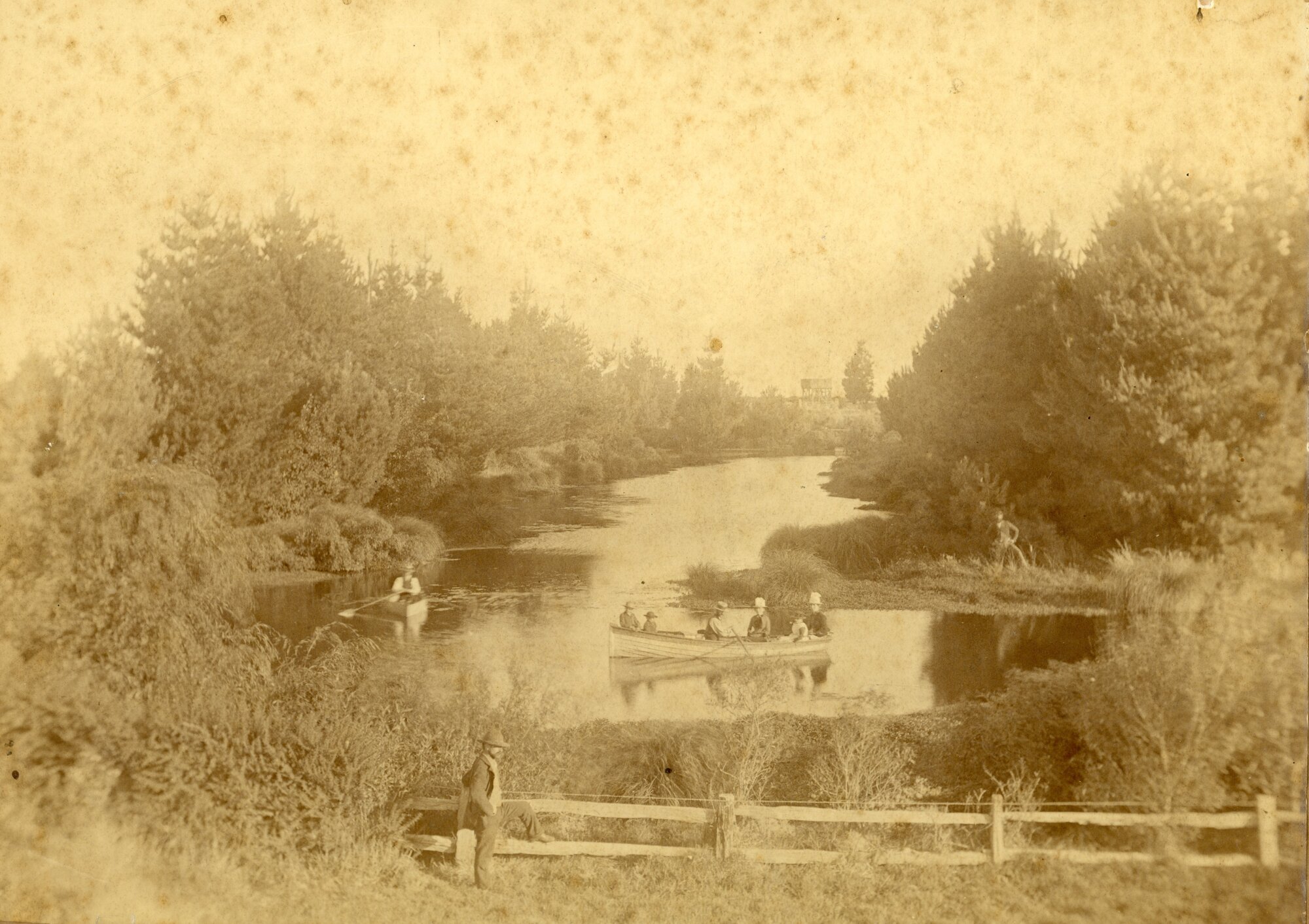 Boating on the millpond, view from the road bridge, Lincoln