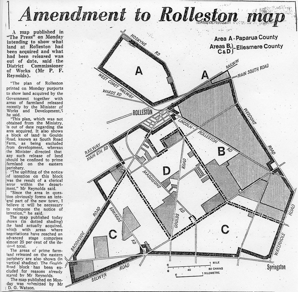 Amended map of Rolleston