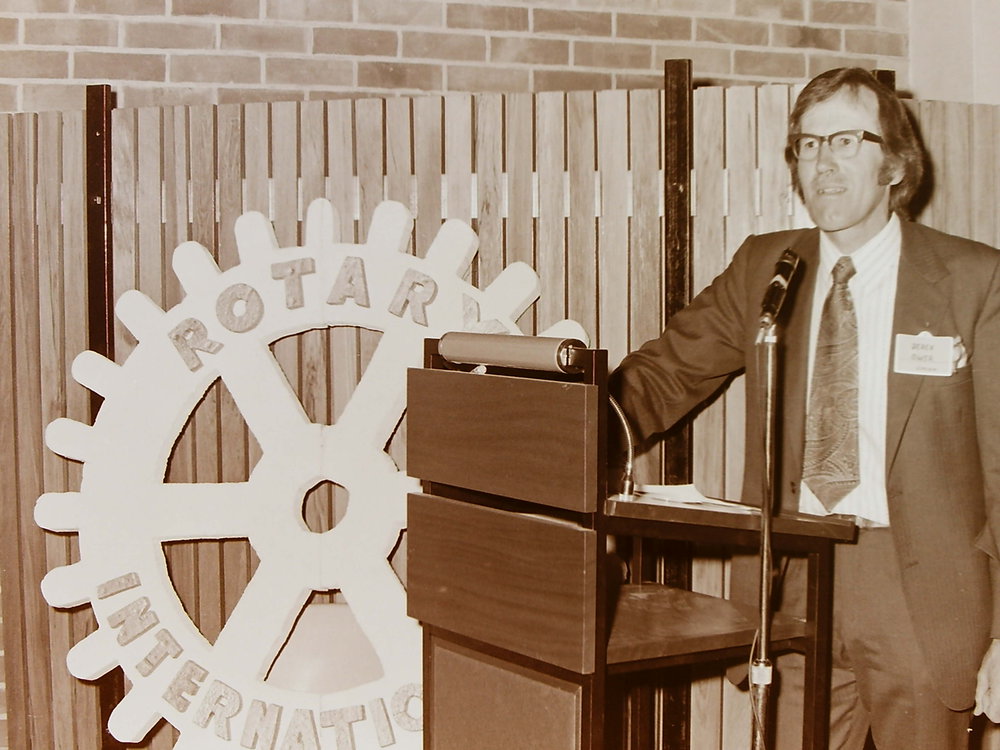 Man making a speech at a Rotary function in Lincoln