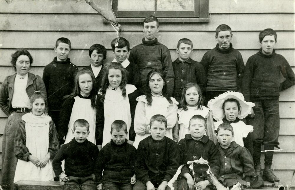 Students and teacher at Centennial event