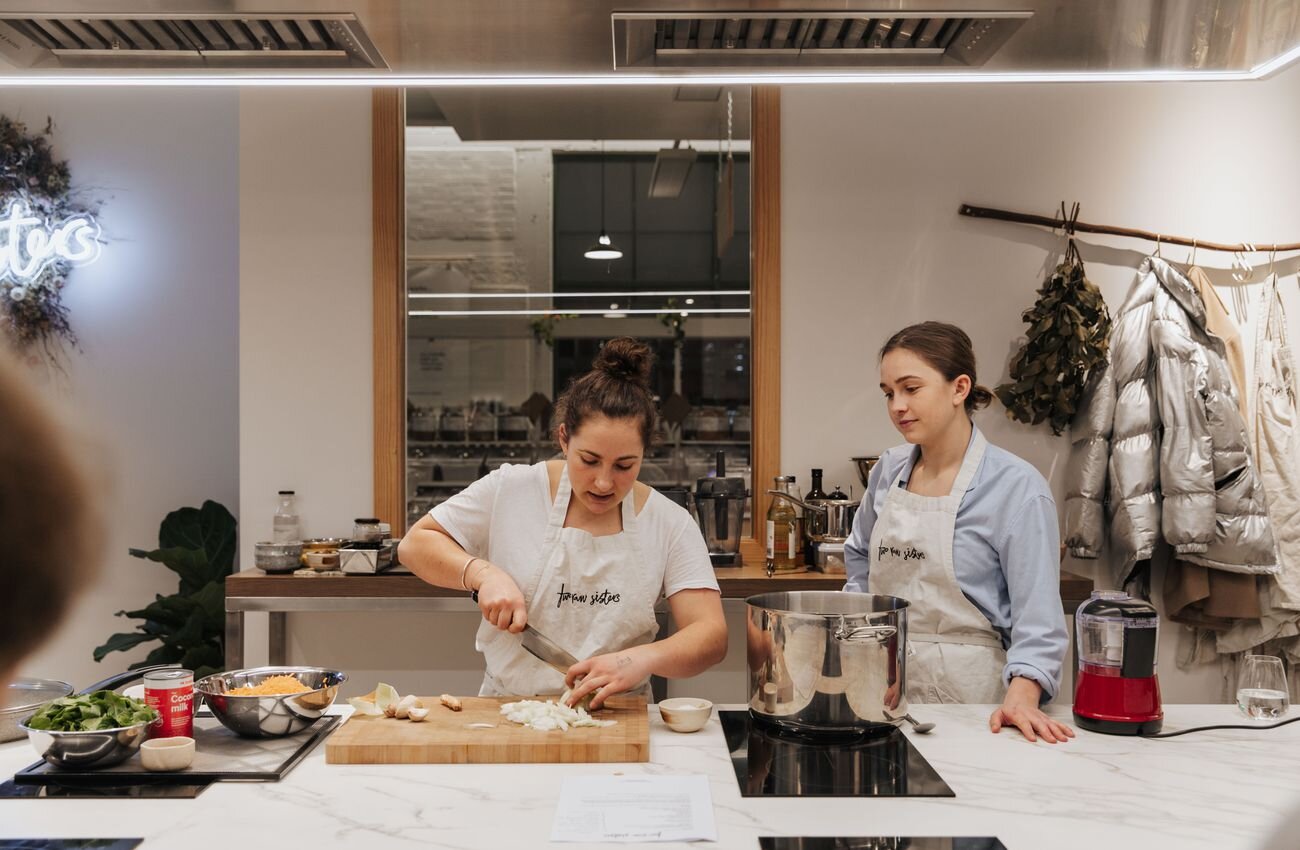 Two Raw Sisters in workshop