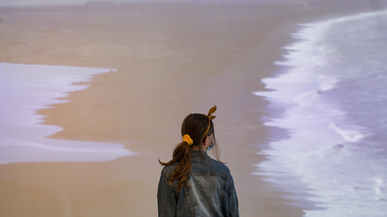 Projection wall: waves on beach