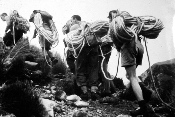 Temple Basin members carrying rope tow  