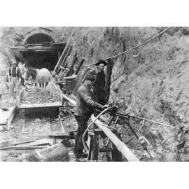 The rock boring machine on the Midland Railway line