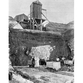 Workers at the construction site of the intake to the Lake Coleridge power station