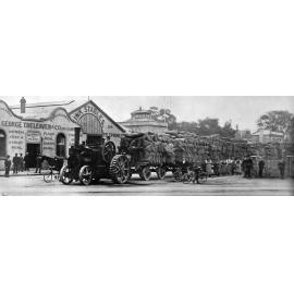Traction engine service bringing 40 tons of chaff to Christchurch