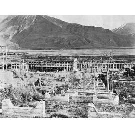 A view from the pipe-line, showing the existing power house at Lake Coleridge