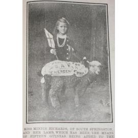 Minnie Richards and her lamb