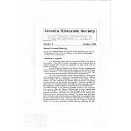 Newsletter / Lincoln Historical Society, No.6 (October 1993)