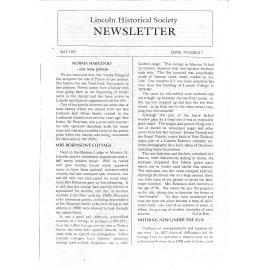 Newsletter / Lincoln Historical Society, No.7 (May 1995)