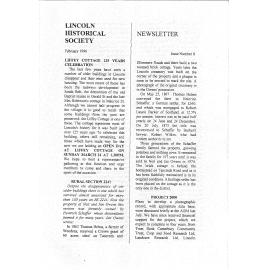 Newsletter / Lincoln Historical Society, No.8 (February 1996)