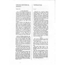 Newsletter / Lincoln Historical Society, No.10 (October 1998)