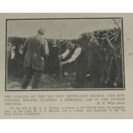 Hon. Colonel Rhodes planting memorial oak in church grounds