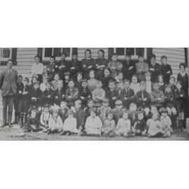 Pupils of Ōtira School with two of their teachers