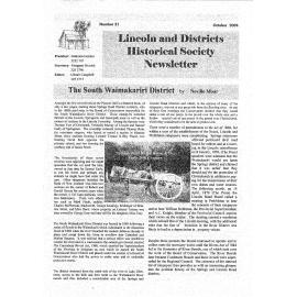 Newsletter / Lincoln & Districts Historical Society, No.21 (October 2004)