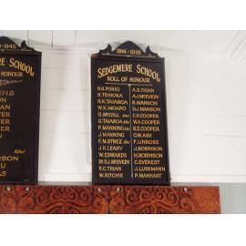 Sedgmere School WW1 Roll Of Honour