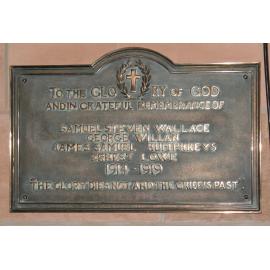 St Paul's Church, Tai Tapu, 1914-1918 Memorial plaque