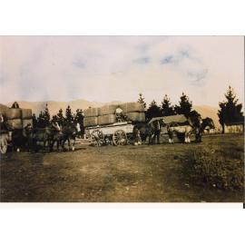 John Miliken and Sons carting wool from Brookdale Station 1914