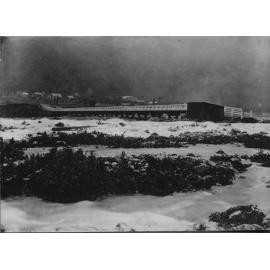 Otira River in flood near Otira Gorge Hotel