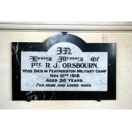 Robert John Orsbourne Hororāta memorial