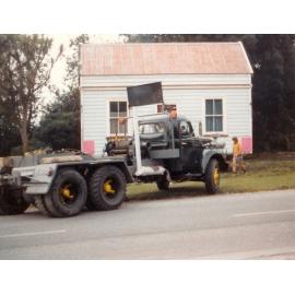 Liffey Cottage on the move - 5 - in place James St, Lincoln, 1977