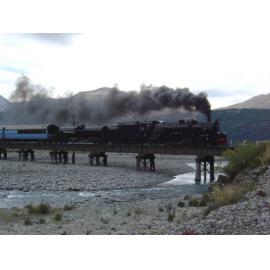 Mainline steam train on Bealey Bridge