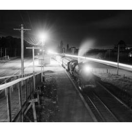 Rolleston railway station at night, 1960s