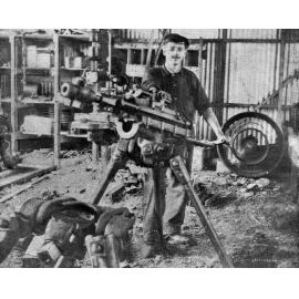 Pneumatic drill in the Midland Railway construction fitting shop