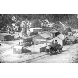 Express locomotive and stagecoaches at Arthur's Pass